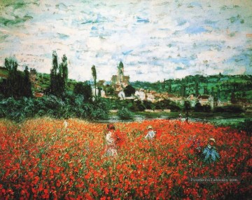 Champs de coquelicots près de Vetheuil Claude Monet Fleurs impressionnistes Peinture à l'huile